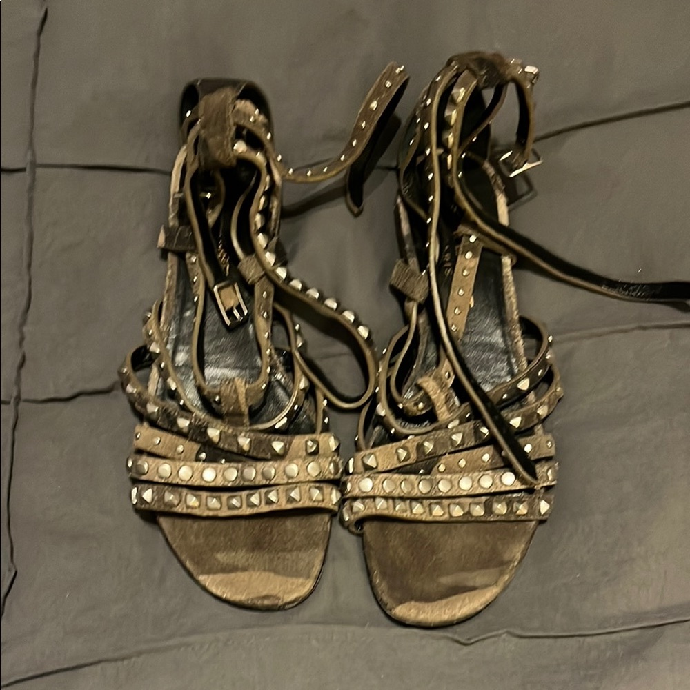 Saint Laurent Studded Tan Sandals